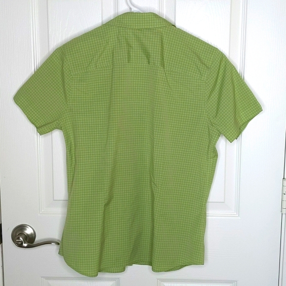 Eddie Bauer Wrinkle Resistant Stretch Button Down Short Sleeve Green Plaid shirt - Picture 5 of 7